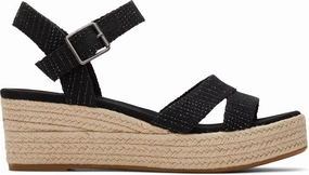 Audrey Espadrille Sandal - Black Metallic Linen Stripe Grace Walk