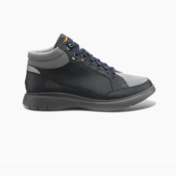 Rubber Toe Guard Dynamic Response Technology Samuel Hubbard Men's Performance Walker High Top Navy Leather with Gray Suede