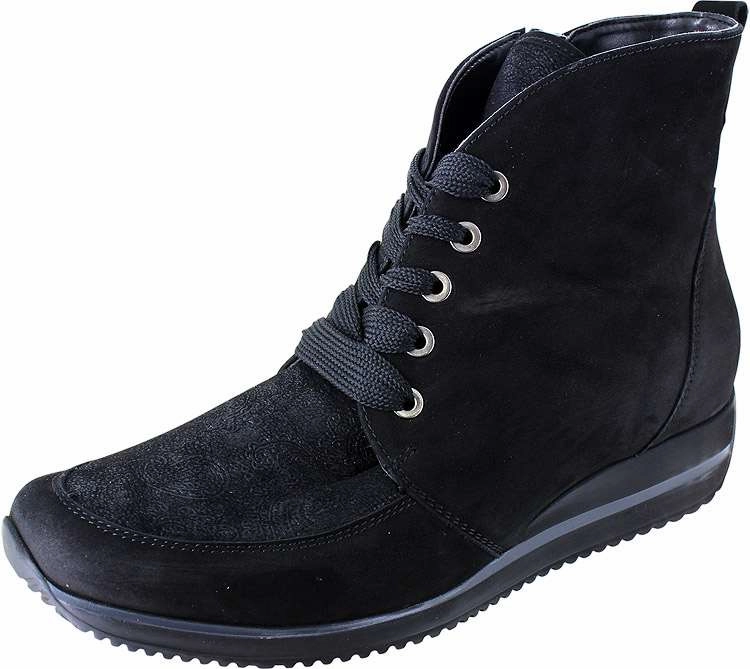 Traction Grip Functional Design Waldlaufer Women's Mercy Himona Boot Black Nubuck Stretch