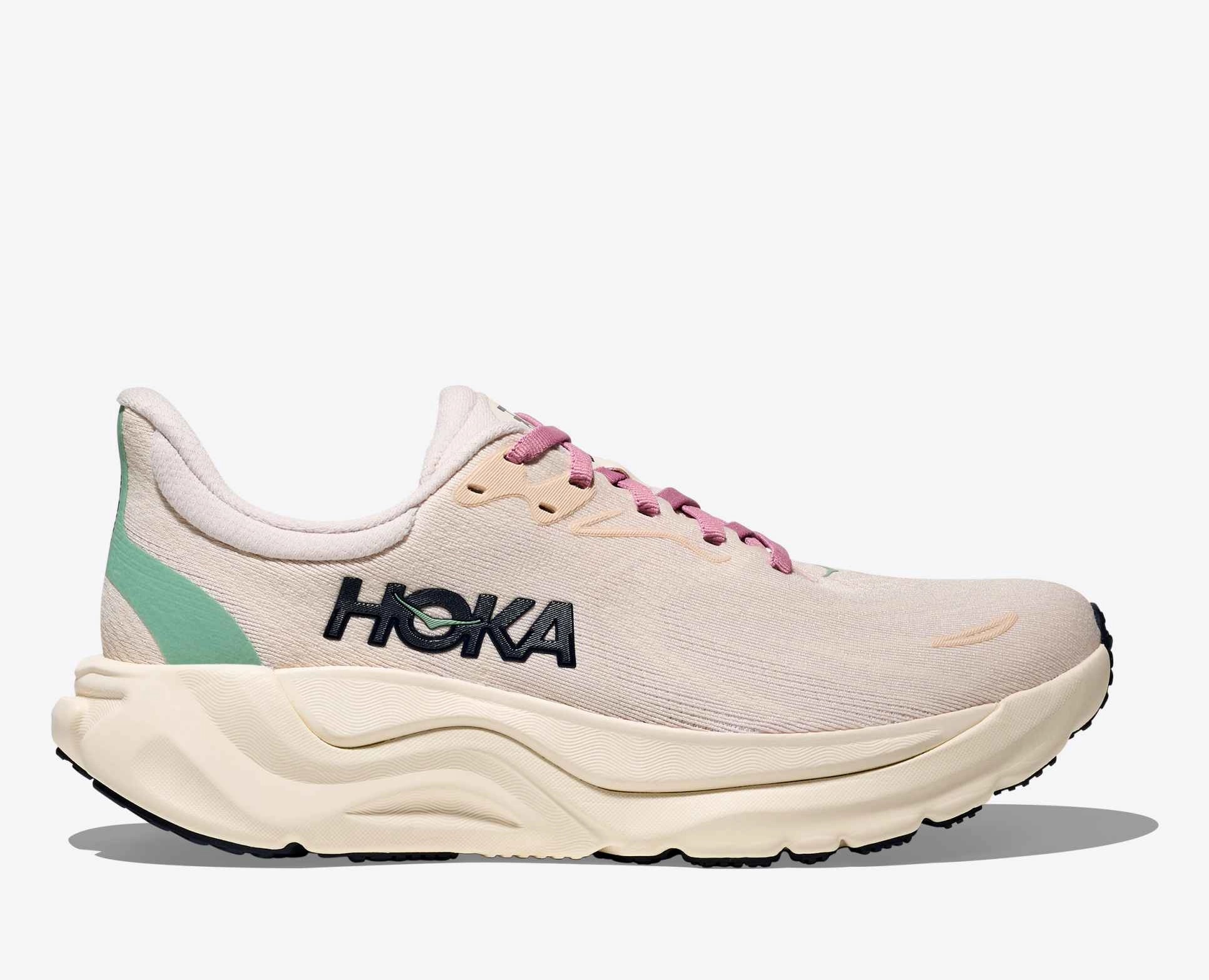 Reinforced Arch Bridge Orthopedic Friendly Fit Hoka One One Women's Arahi 8 Sneaker Rose cream / Alabaster