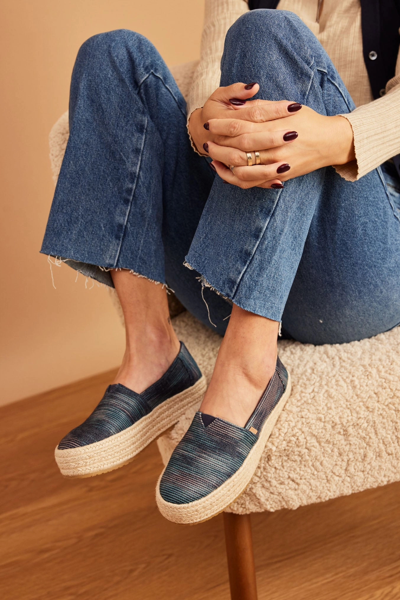 Valencia Platform Espadrille - Navy Novelty Denim Comfy Access