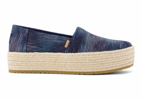 Relax Fit Valencia Platform Espadrille - Navy Novelty Denim