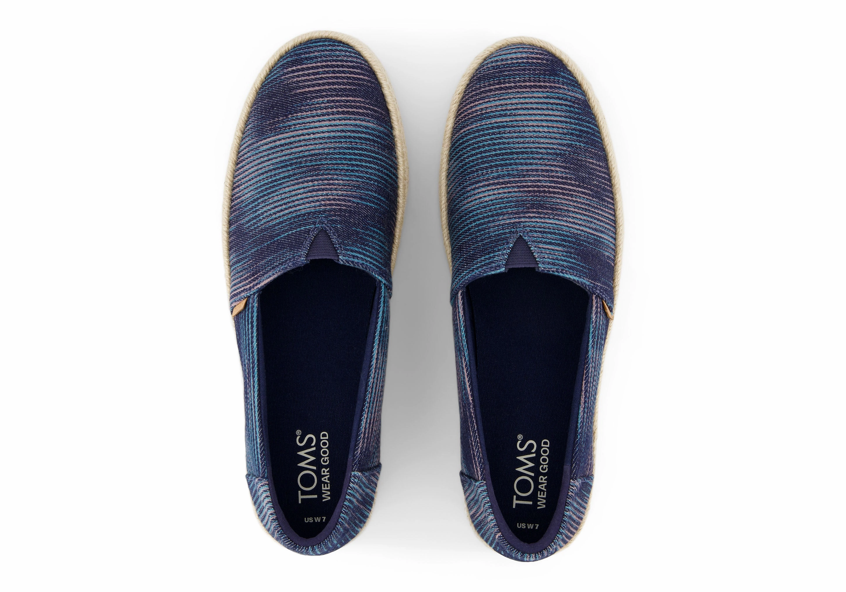 Valencia Platform Espadrille - Navy Novelty Denim Shock Absorbing Slip On