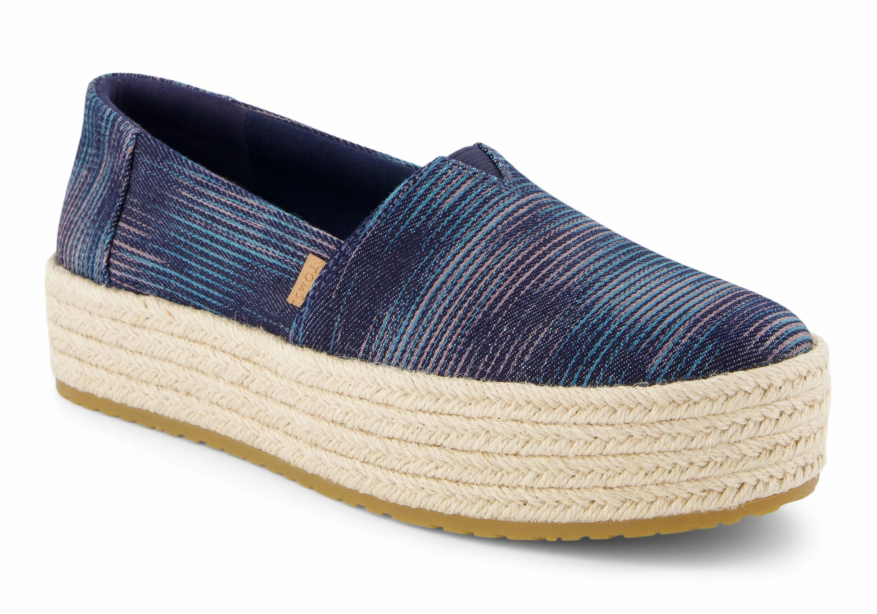 Valencia Platform Espadrille - Navy Novelty Denim Easy Walk Slip Fit