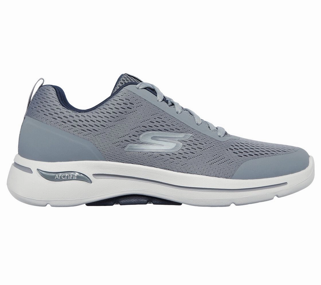 Skechers Men's GOwalk Arch Fit Gray/Navy Rocker Sole Technology Multi-Terrain