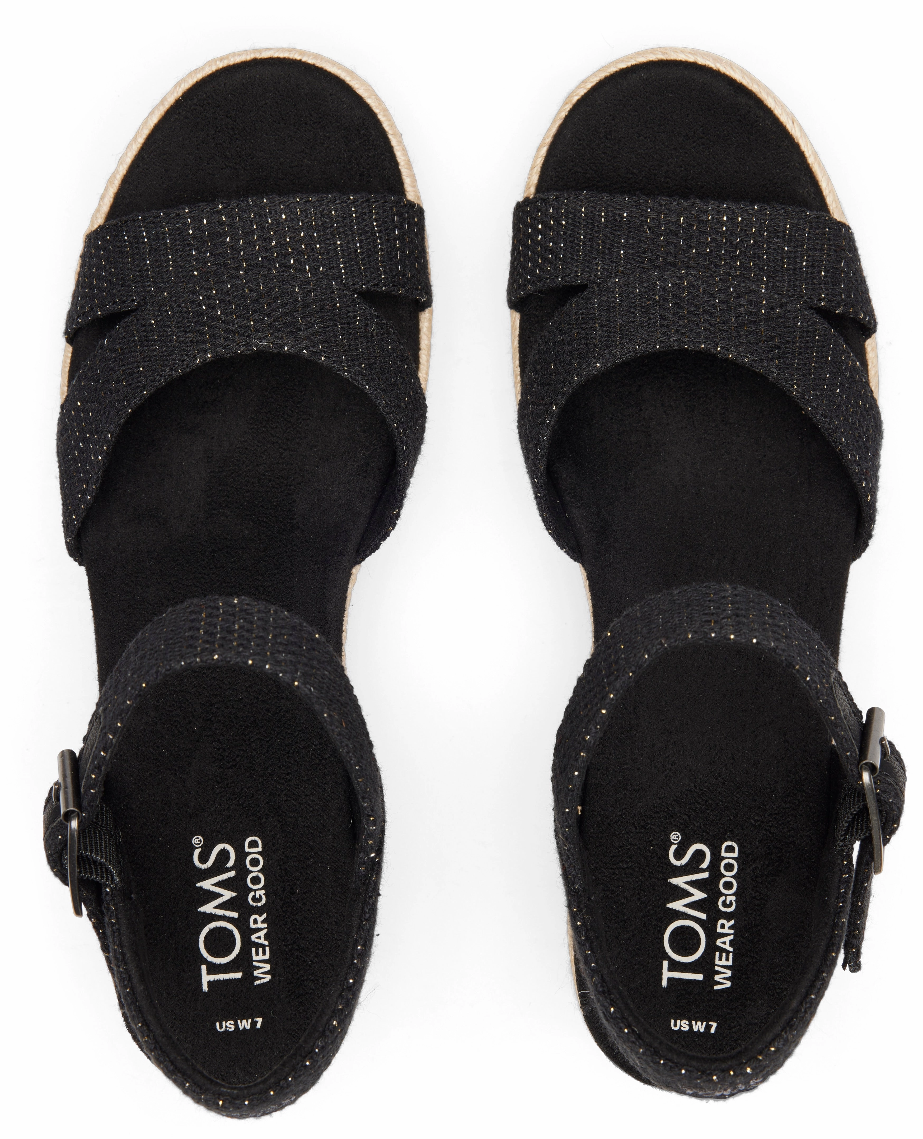 Audrey Espadrille Sandal - Black Metallic Linen Stripe City Easy