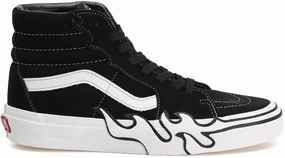 Cushioned Couple Pair Vans Sk8-Hi Flame Black