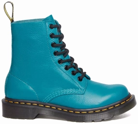 Dr. Martens Womens 1460 Pascal Teal Green Virginia couple wear Comfort Toe Box