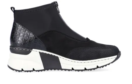 Chain Touch Soft Inner Lining Rieker Women's Kitty N6352 Wedge Bootie Black