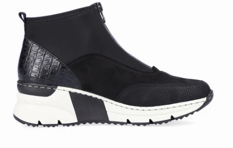 Rieker Women's Kitty N6352 Wedge Bootie Black Compact Build