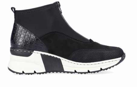 Rieker Women's Kitty N6352 Wedge Bootie Black Fashion Focused Frost resistant