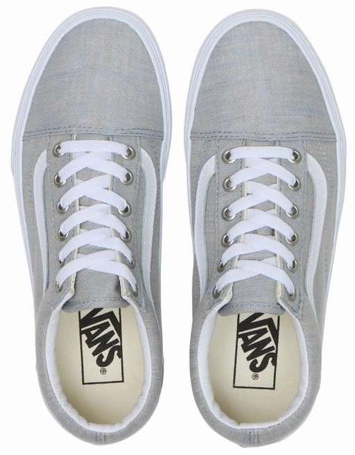 Vans Old Skool Summer Linen Dusty Blue Slip On Style