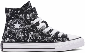 Converse Kids Chuck Taylor All Star 1V Hi Top Easy-On Dinos Black/White/White School - appropriate kids' shoes Modern kids' shoes