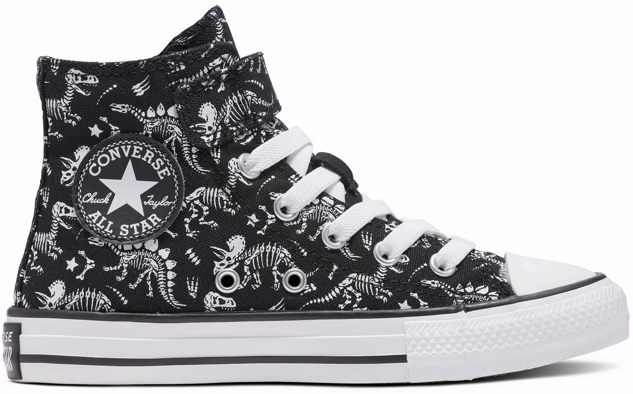 Converse Kids Chuck Taylor All Star 1V Hi Top Easy-On Dinos Black/White/White School - appropriate kids' shoes Modern kids' shoes