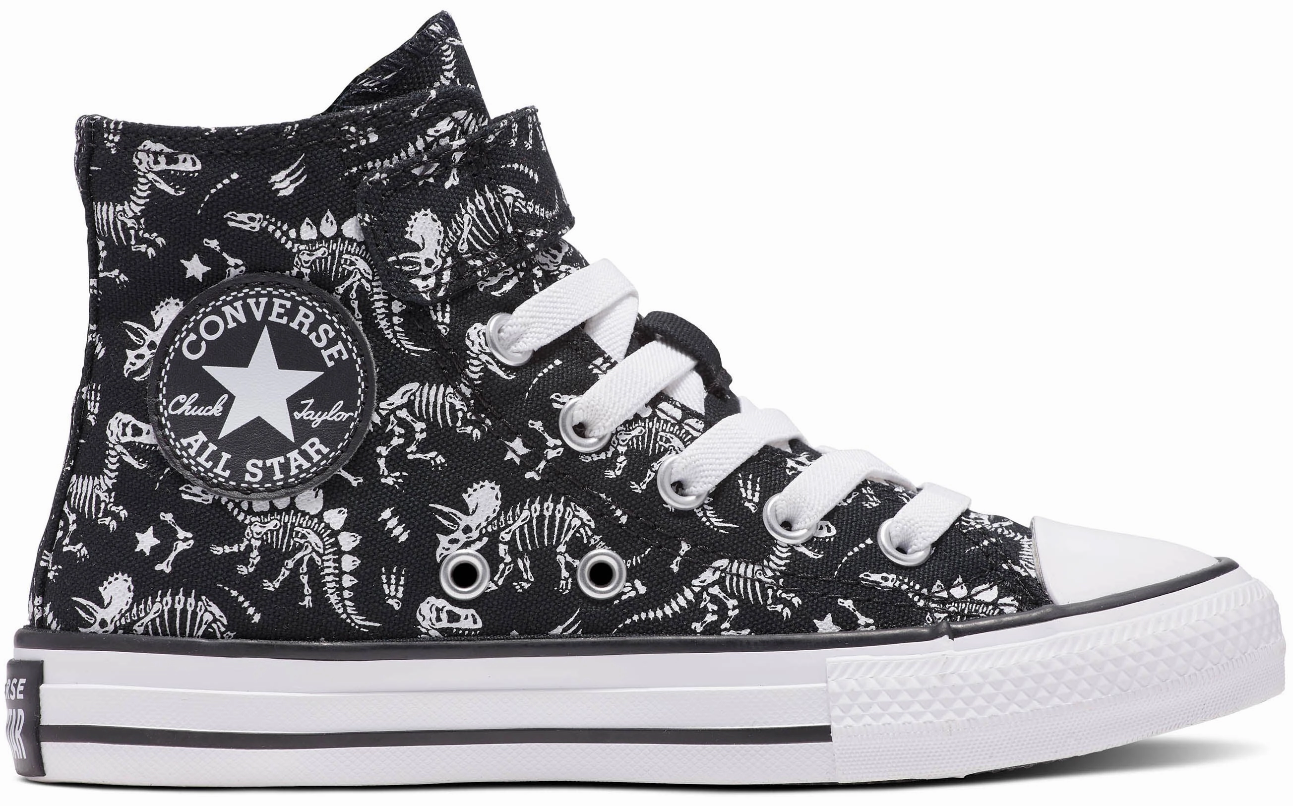 Converse Kids Chuck Taylor All Star 1V Hi Top Easy-On Dinos Black/White/White School - appropriate kids' shoes Modern kids' shoes