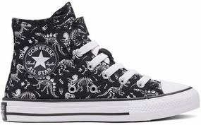 Converse Kids Chuck Taylor All Star 1V Hi Top Easy-On Dinos Black/White/White School - appropriate kids' shoes Modern kids' shoes