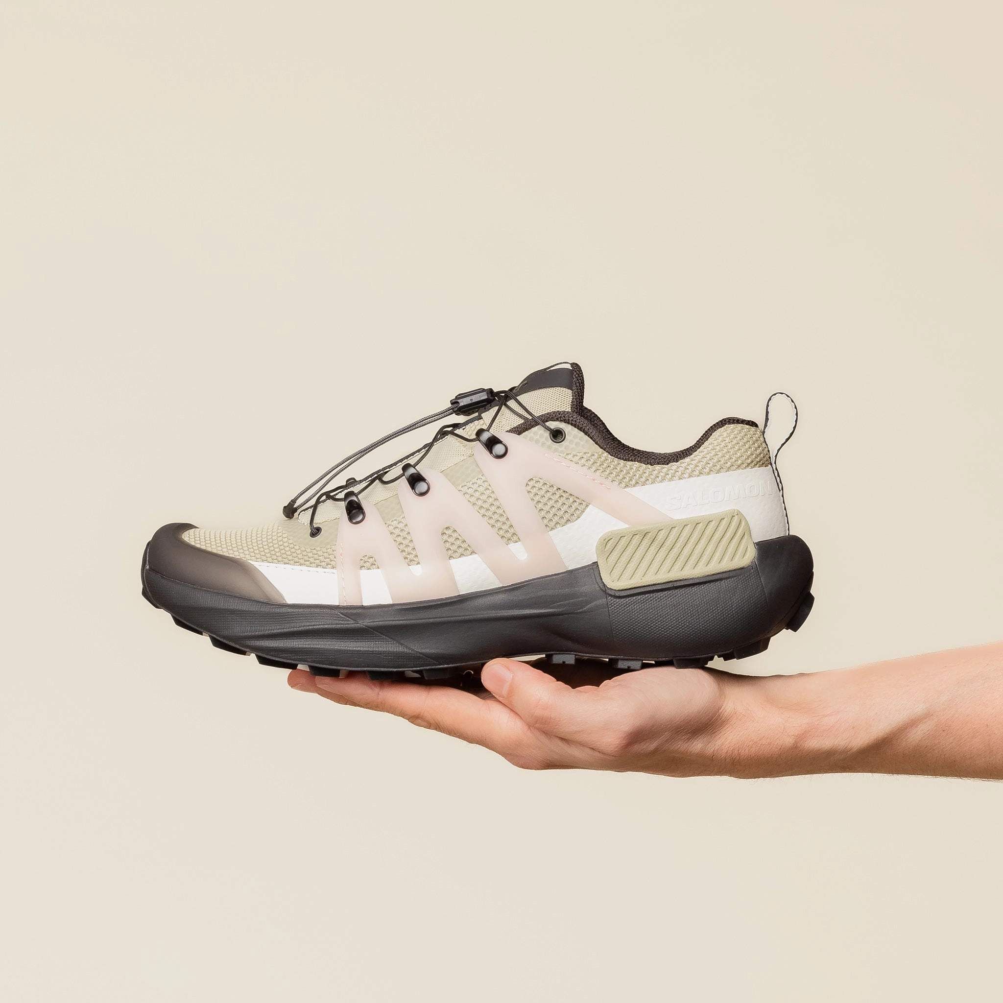 Field Step Anti-slip design Salomon - Genesis Advanced Trainer - Pale Olive Green / Black / Impatiens Pink