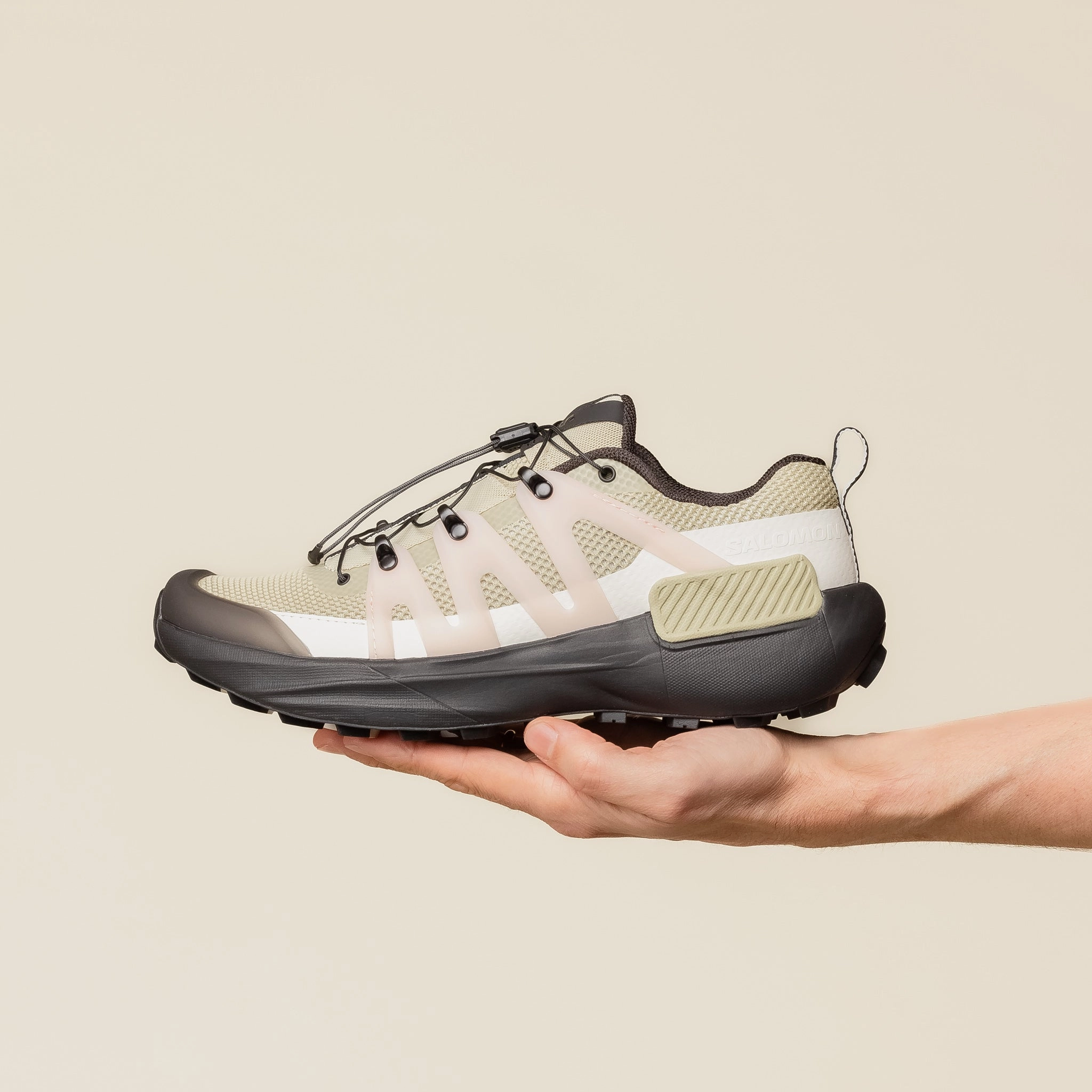 Cyber Mode Durable Fabric Salomon - Genesis Advanced Trainer - Pale Olive Green / Black / Impatiens Pink