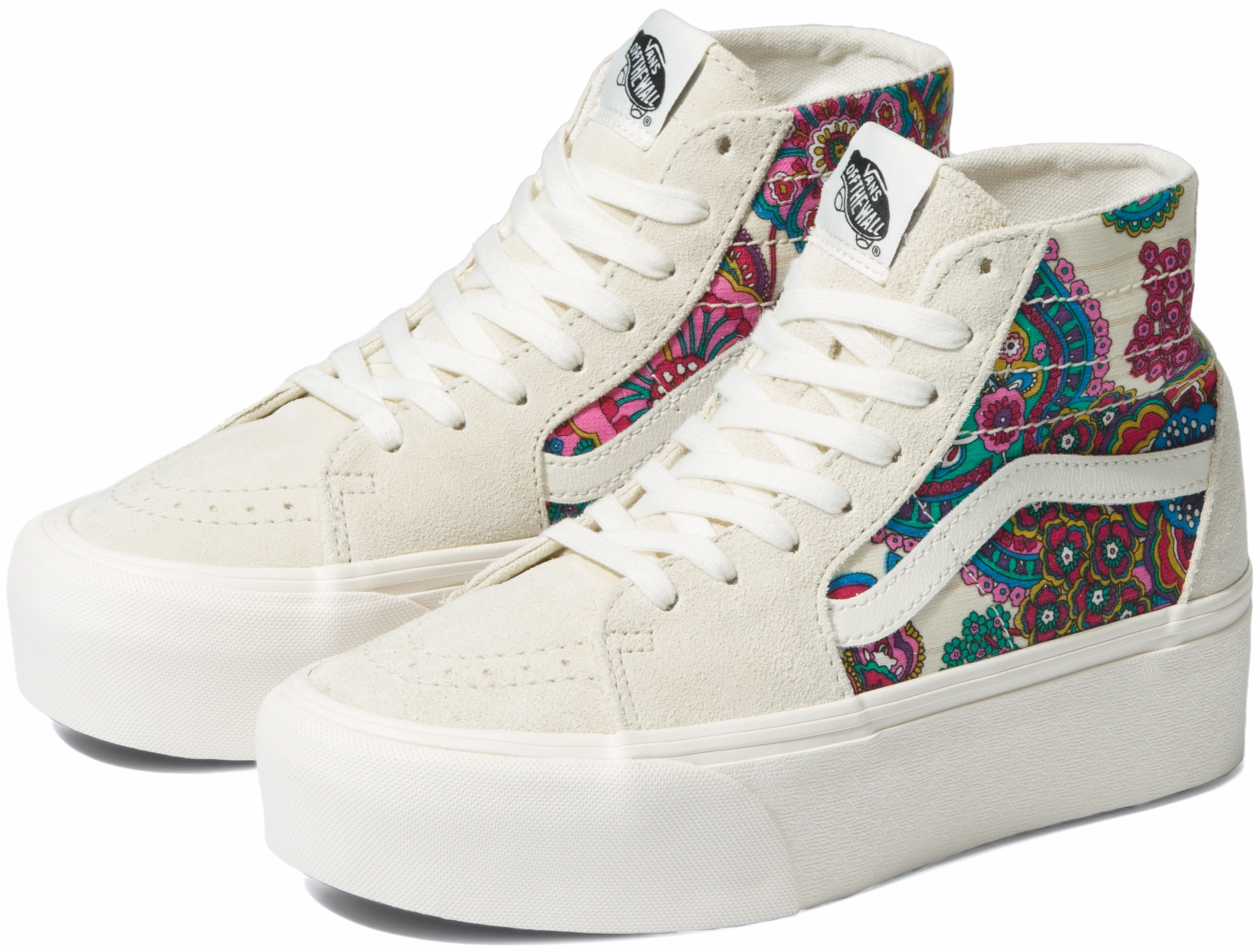 Wide fit Vans Sk8-Hi Tapered Stackform Paisley Bloom Turtledove