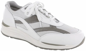 SAS Men's Journey Mesh Active Shoes White/Gray Lace Lock Technology