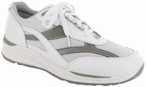 SAS Men's Journey Mesh Active Shoes White/Gray Lace Lock Technology
