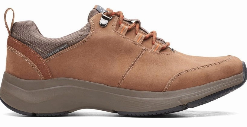 Clarks Men's Wave2.0 Tie Dark Tan Leather Shock absorption tech Anti Collision Toe Box