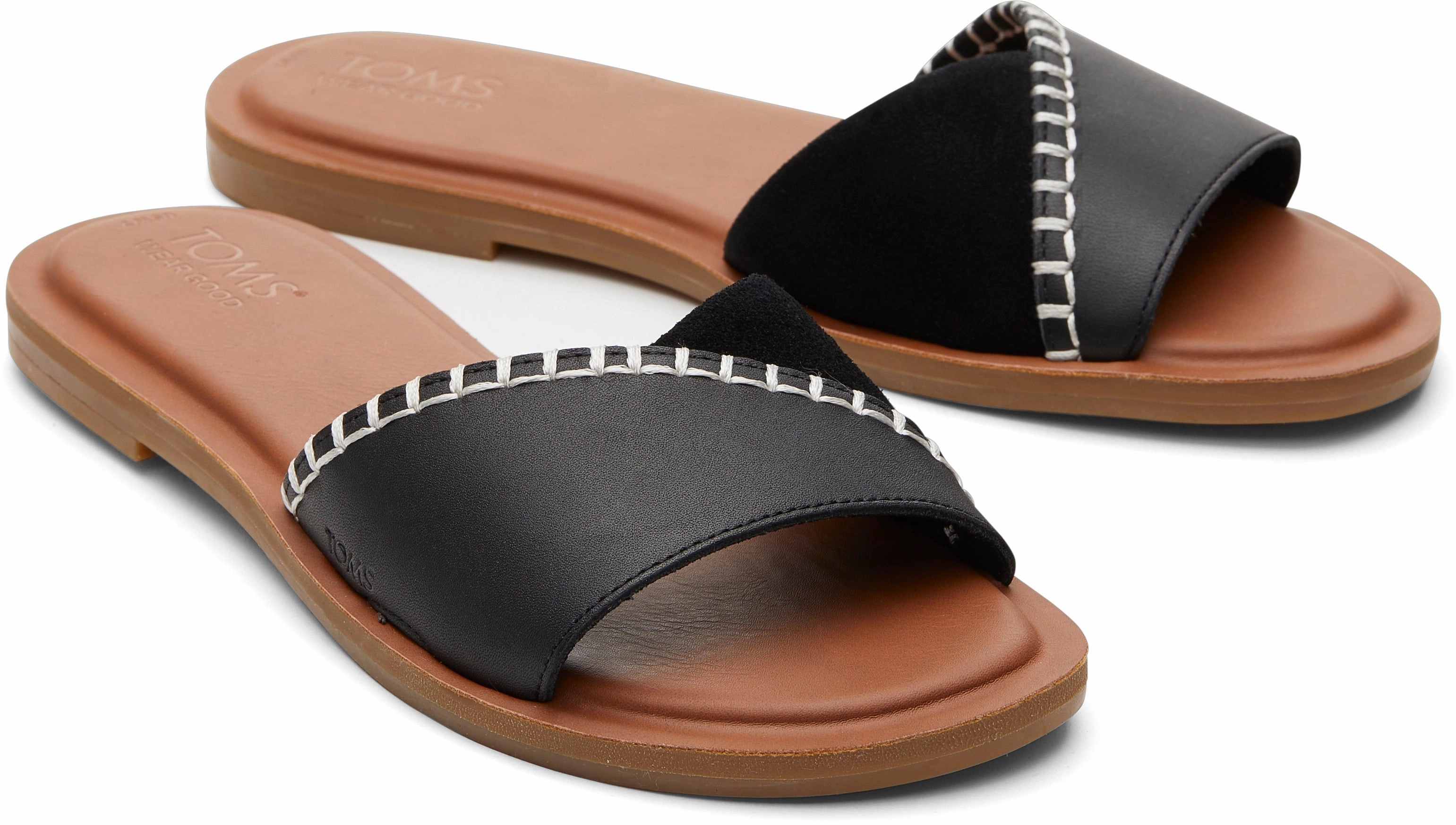 Quick Move Red Bold Shea Slide Sandal - Black Leather