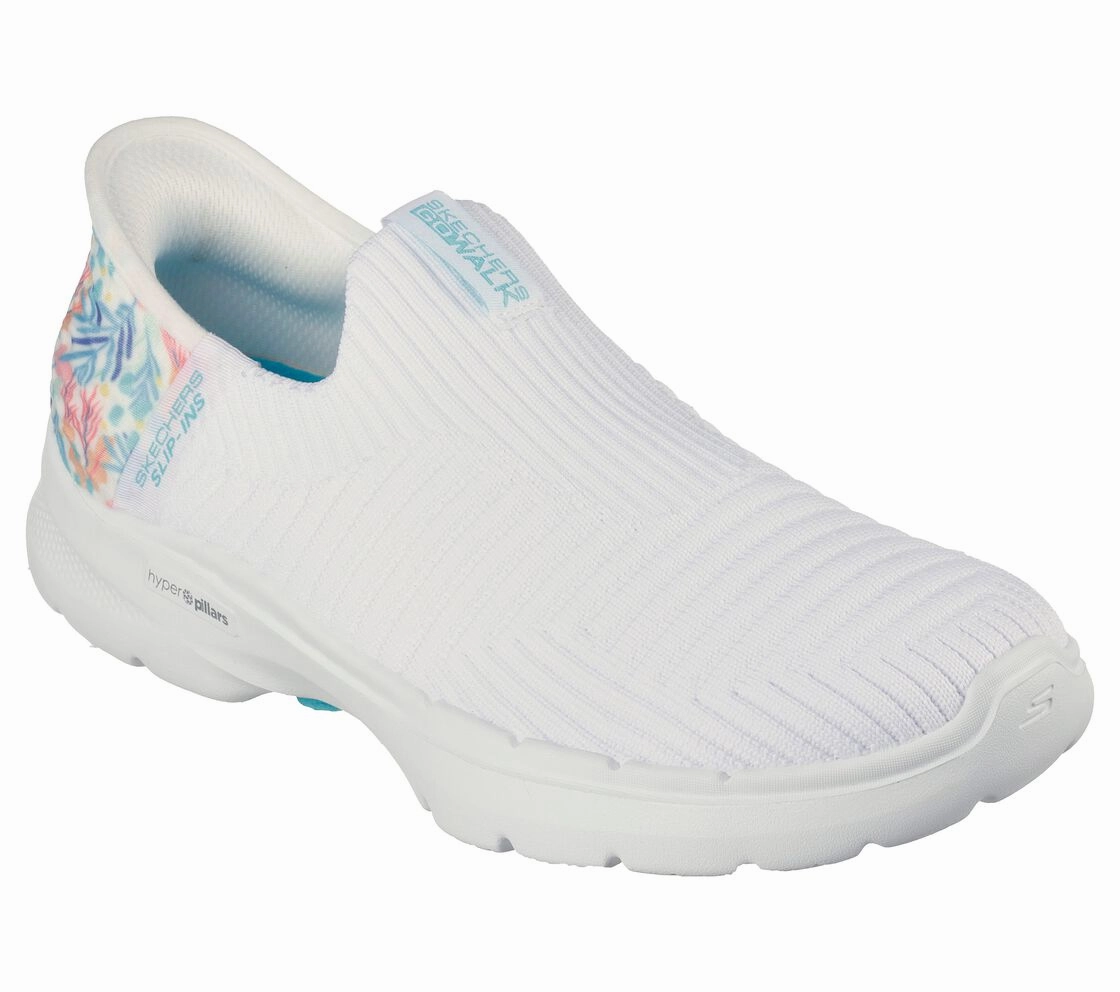 Skechers Women's Slip-ins Go Walk 6-White / Turquoise Subtle design
