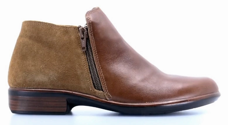 Seamless Stitching Naot Women's Helm Aura Bootie Maple Brown Leather/Desert Suede