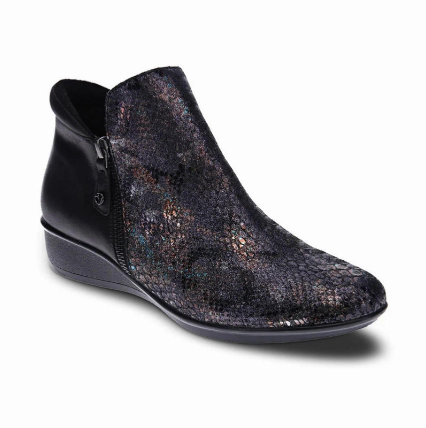 soft fit Revere Women's Damascus Bootie Black Metallic Python-Onyx