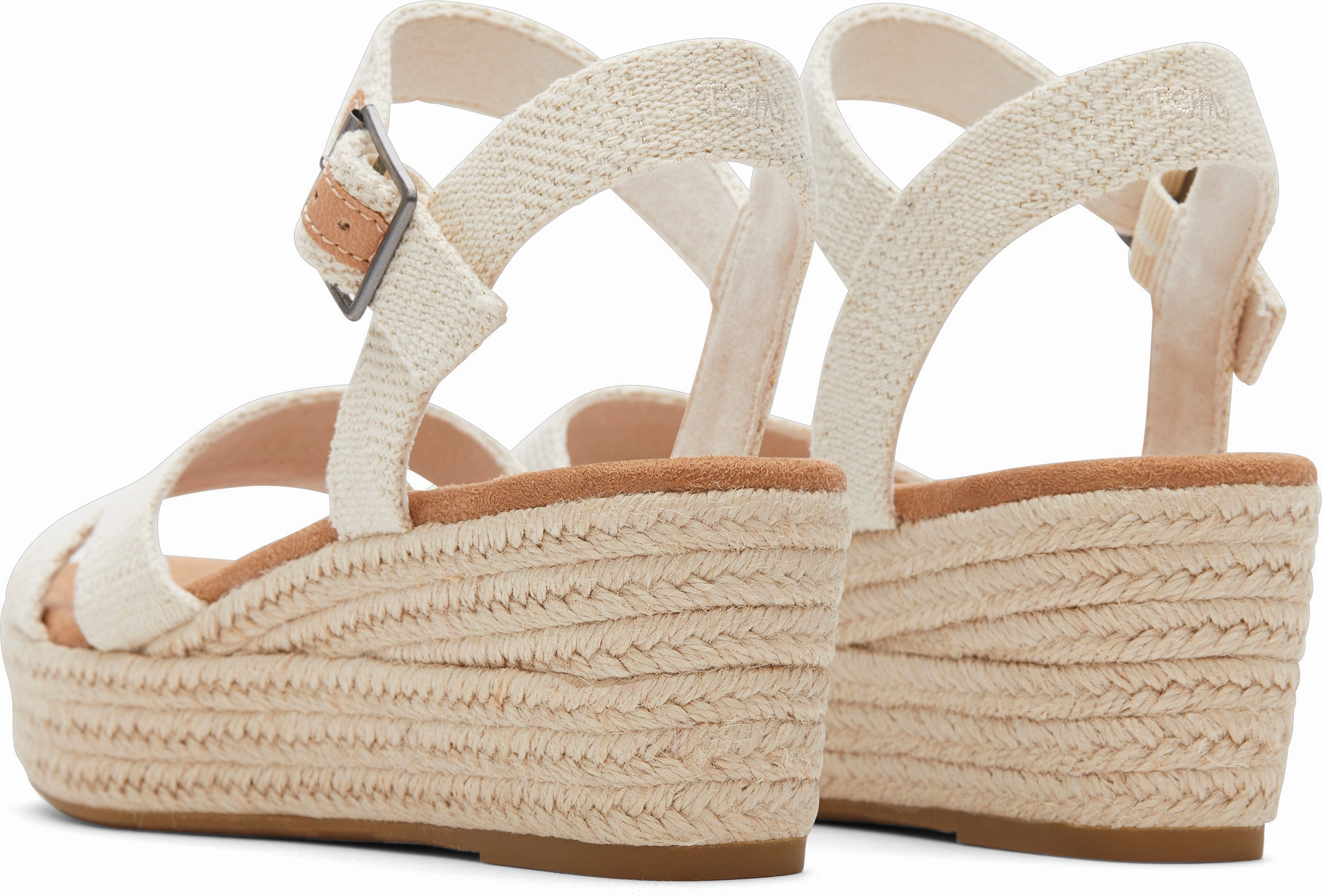 Audrey Espadrille Sandal - Natural Undyed Metallic Linen Stripe Flexible Swift Glide