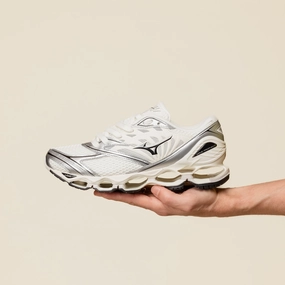 Mizuno - Wave Prophecy LS - Pristine / Black / Silver Rock Path