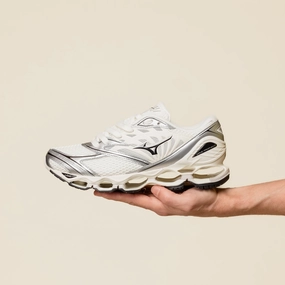 Mizuno - Wave Prophecy LS - Pristine / Black / Silver Rock Path