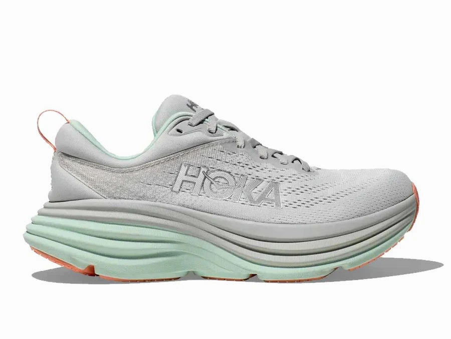 Retro-inspired support Hoka One One Women's Bondi 8 Sneaker Stardust/ Aqua Breeze