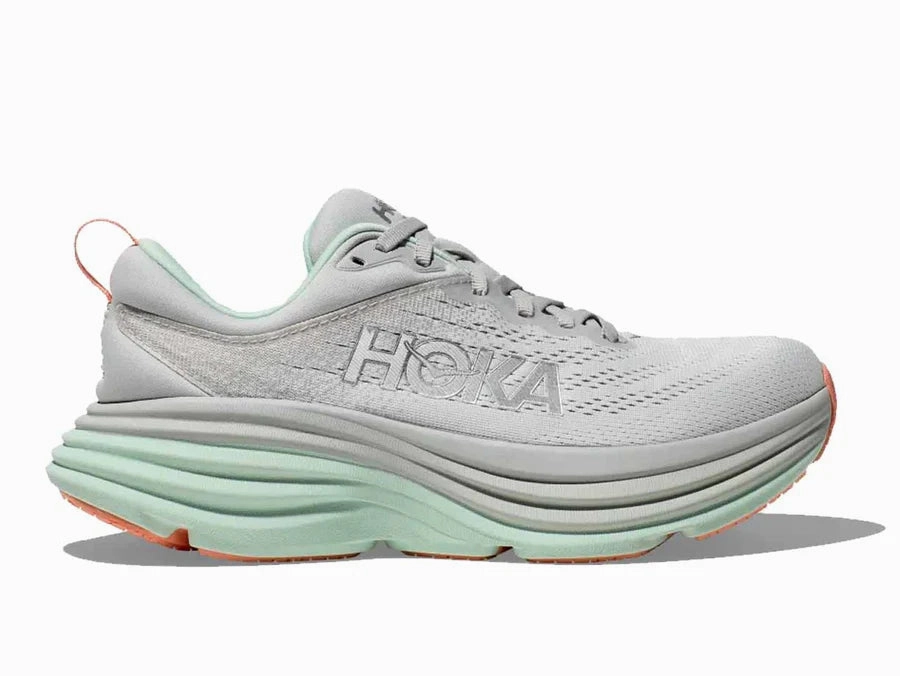 Retro-inspired support Hoka One One Women's Bondi 8 Sneaker Stardust/ Aqua Breeze