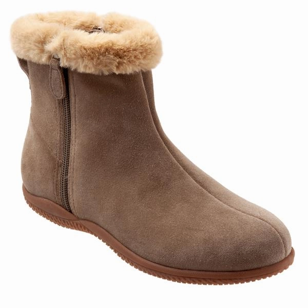 Softwalk Women's Helena Boot Stone Suede Social Butterfly Comfort footbed