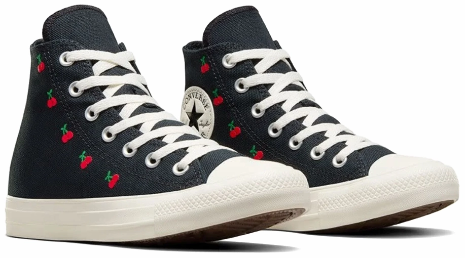 Converse Womens Chuck Taylor All Star Hi Top Cherries Black/Egret/Red Lift Up Season Ease