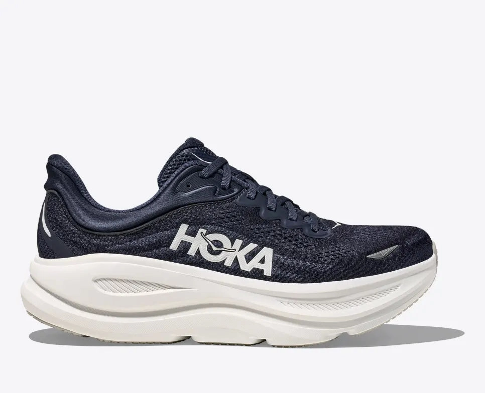 Hoka One One Men's Bondi 9 Sneakers varsity navy / white Travel Flex Thermoplastic Stability Frame