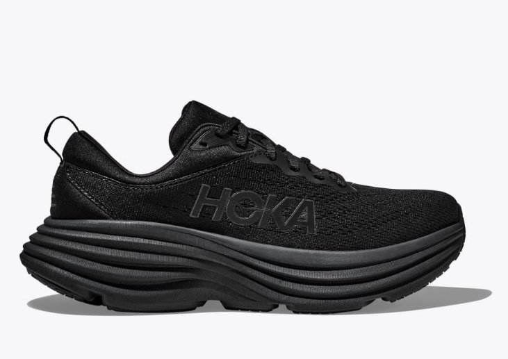 Hoka One One Women's Bondi 8 Sneaker Black/Black Clean Fit On Demand Comfort