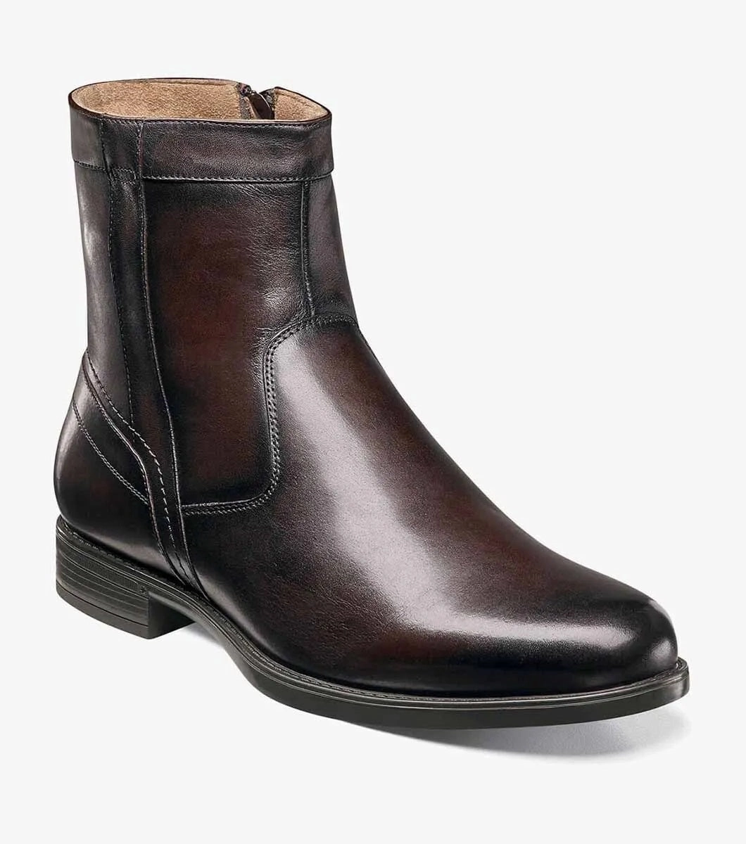 Florsheim Midtown Plain Toe Zip Boots Brown Protective Upper Water-resistant