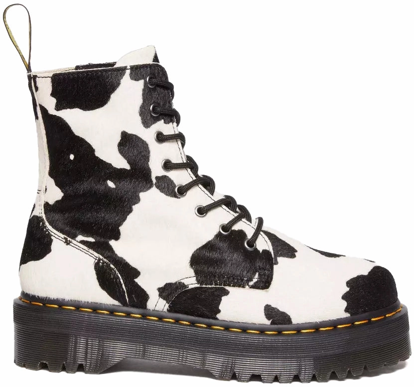 Sweat Wicking Fresh Style Dr. Martens Jadon Retro Quad Hair On Cow Print