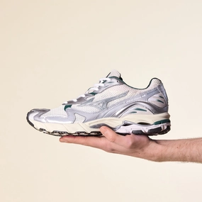 Mizuno - Wave Rider 10 Premium - Snow White / Slate / Bistro Green Firm Lock Adjustable