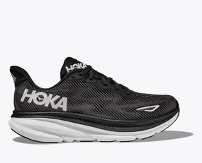 Hoka One One Women's Clifton 9 Sneaker Black/White Adaptive Heel Cradle All-day style