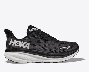 Hoka One One Women's Clifton 9 Sneaker Black/White Adaptive Heel Cradle All-day style