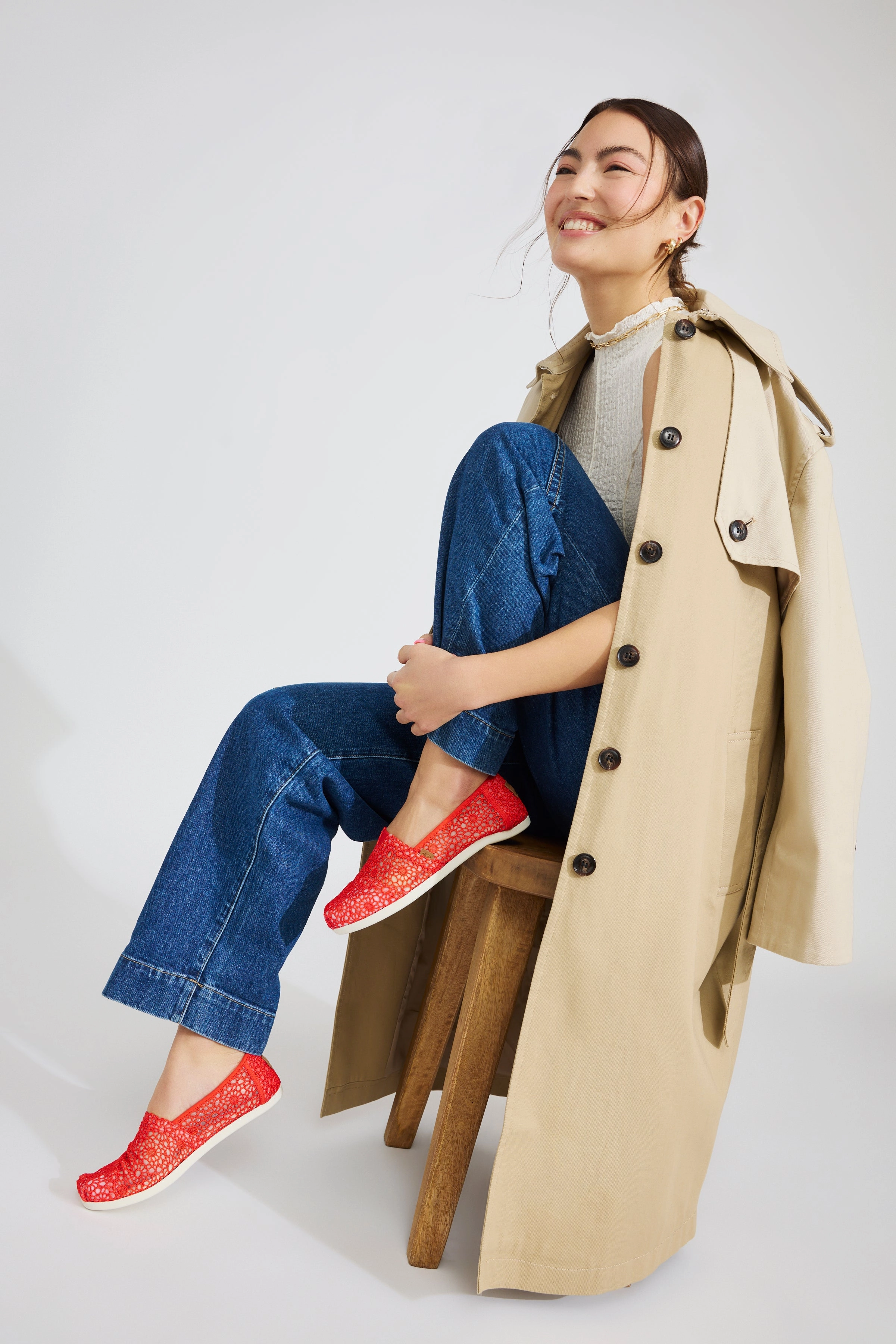 Lining Smooth Slip On Instant Walk Shoes Women's Alpargata Classic - Flame Moroccan Crochet