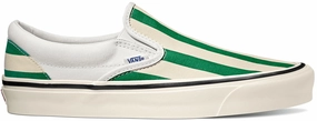Busy Path water proof Vans Classic Slip On 98 DX (Anaheim Factory) OG White/OG Emerald/Big Stripes