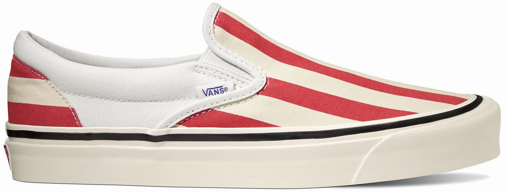 Vans Classic Slip On 98 DX (Anaheim Factory) OG White/OG Red/Big Stripes Slim Line