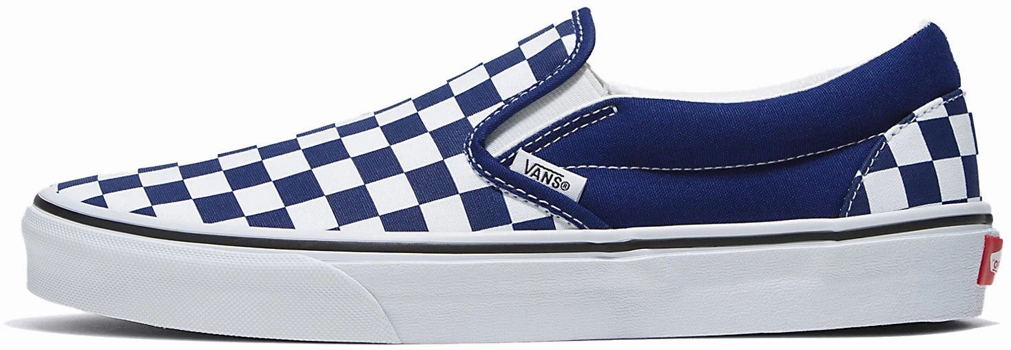 Satin Glow Daily Essential Vans Classic Slip-On Checkerboard Beacon Blue