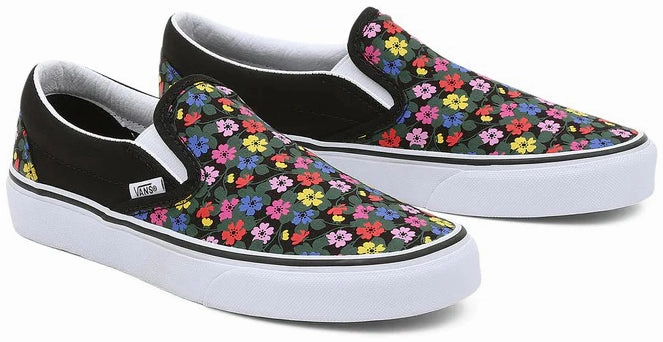 Vans Classic Slip-On Floral Black/White Skin Soft