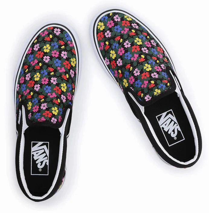 sports Free Pace Vans Classic Slip-On Floral Black/White